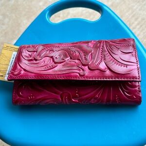 Patricia Nash Terresa RFID Flap Wallet Large Organizer Tri Fold Magenta …